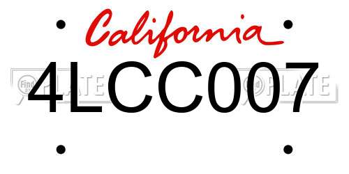 4LCC007 California License Plate