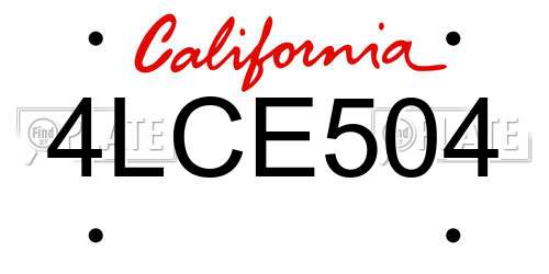 4LCE504 California License Plate
