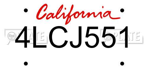 4LCJ551 California License Plate