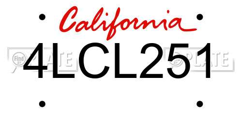 4LCL251 California License Plate