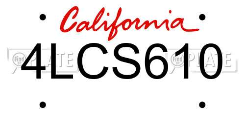 4LCS610 California License Plate