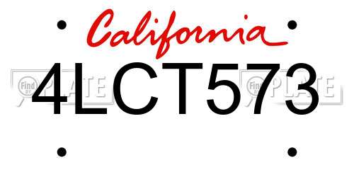 4LCT573 California License Plate