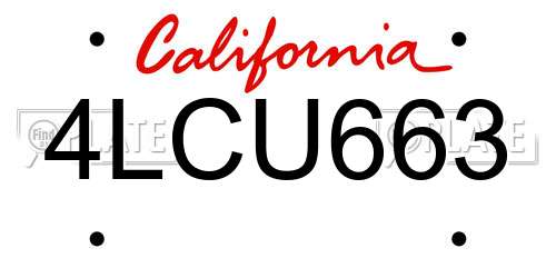 4LCU663 California License Plate