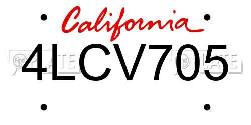4LCV705 California License Plate