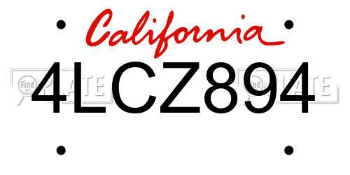 4LCZ894 California License Plate