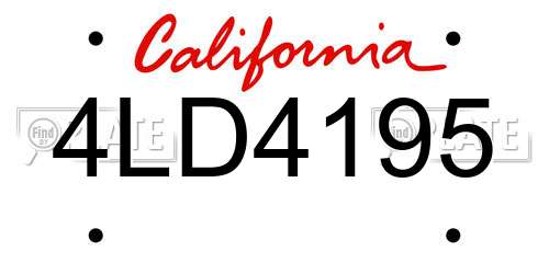 4LD4195 California License Plate