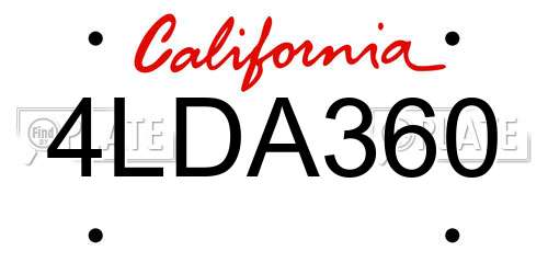 4LDA360 California License Plate