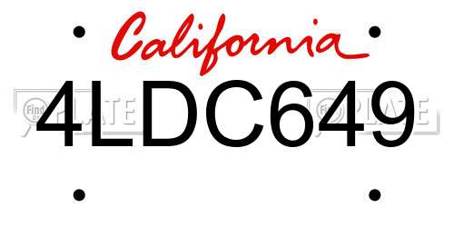 4LDC649 California License Plate
