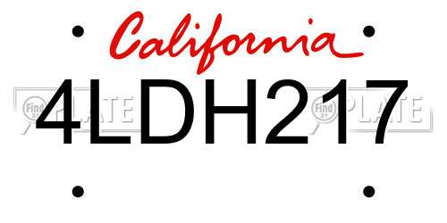 4LDH217 California License Plate