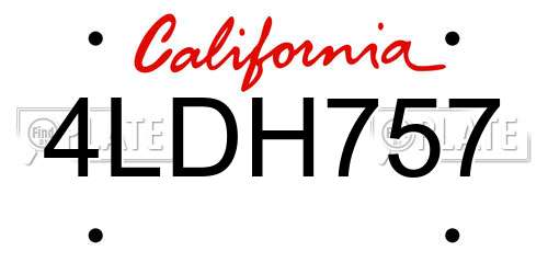 4LDH757 California License Plate