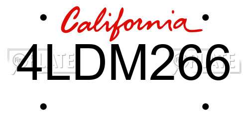 4LDM266 California License Plate
