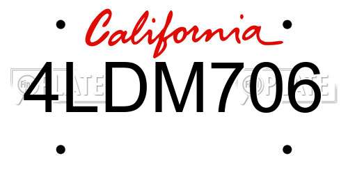 4LDM706 California License Plate