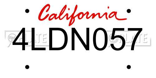 4LDN057 California License Plate