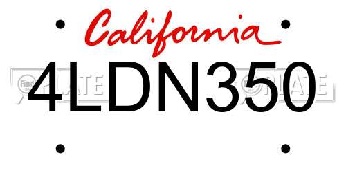 4LDN350 California License Plate