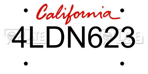 4LDN623 California License Plate