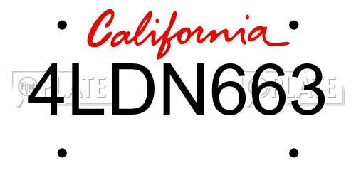 4LDN663 California License Plate
