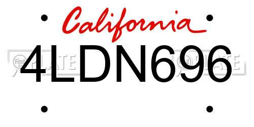 4LDN696 California License Plate