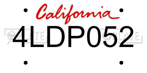 4LDP052 California License Plate