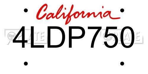 4LDP750 California License Plate