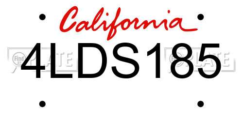 4LDS185 California License Plate