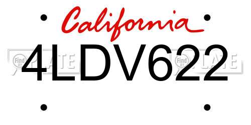 4LDV622 California License Plate