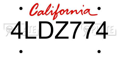 4LDZ774 California License Plate