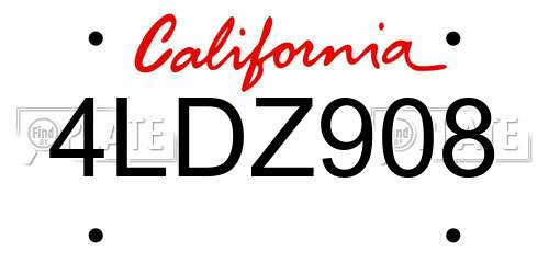 4LDZ908 California License Plate