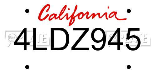 4LDZ945 California License Plate