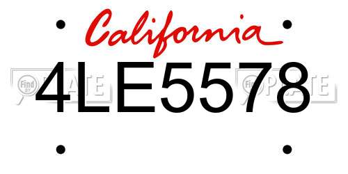 4LE5578 California License Plate