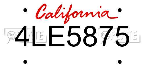 4LE5875 California License Plate