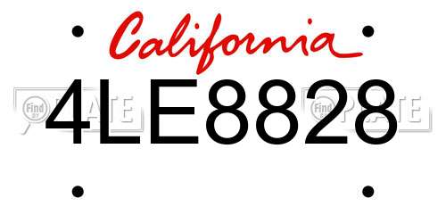 4LE8828 California License Plate