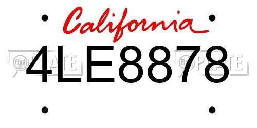 4LE8878 California License Plate