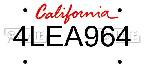 4LEA964 California License Plate