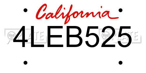 4LEB525 California License Plate