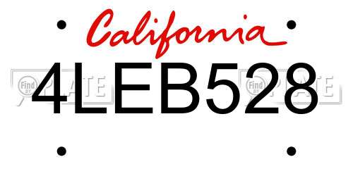4LEB528 California License Plate