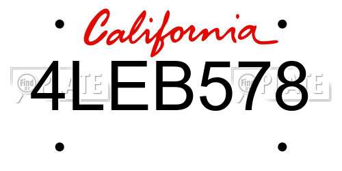 4LEB578 California License Plate
