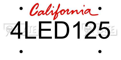 4LED125 California License Plate