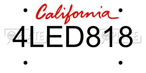 4LED818 California License Plate