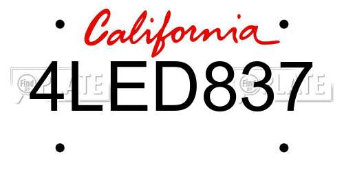 4LED837 California License Plate