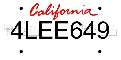 4LEE649 California License Plate