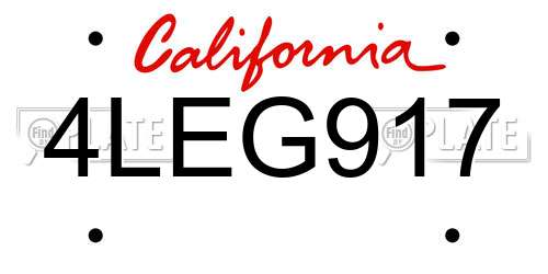 4LEG917 California License Plate