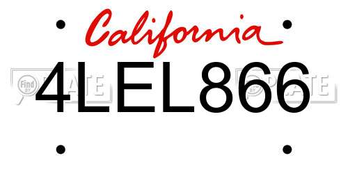 4LEL866 California License Plate