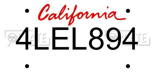 4LEL894 California License Plate