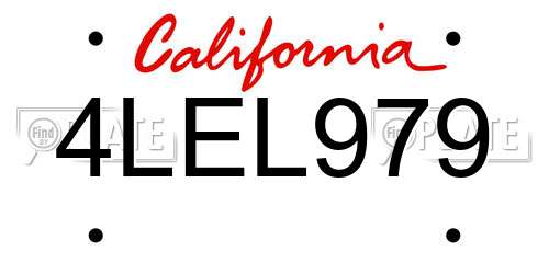 4LEL979 California License Plate