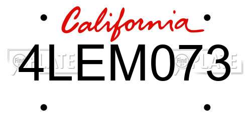 4LEM073 California License Plate