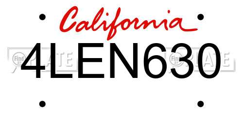 4LEN630 California License Plate