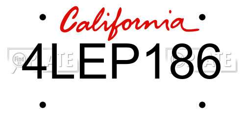 4LEP186 California License Plate