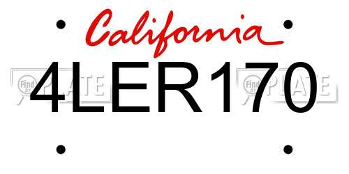 4LER170 California License Plate
