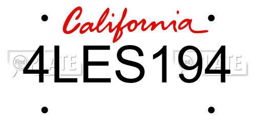 4LES194 California License Plate