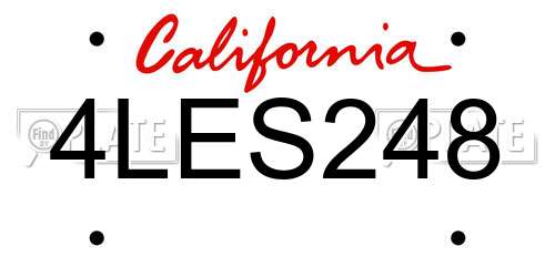 4LES248 California License Plate